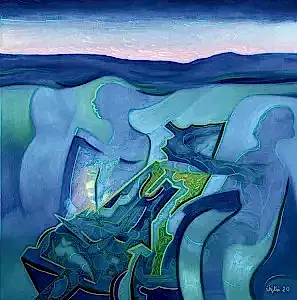 NECMETTİN ÖZLÜ tarafından 2020 yılında 60x60 cm ölçülerinde Tuval üzeri yağlı boya tekniği ile yapılmıştır.