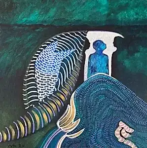 NECMETTİN ÖZLÜ tarafından 2024 yılında 40x40 cm ölçülerinde Tuval üzeri akrilik boya tekniği ile yapılmıştır.