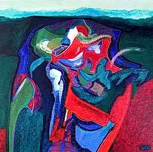 NECMETTİN ÖZLÜ tarafından 2024 yılında 40x40 cm ölçülerinde Tuval üzeri akrilik boya tekniği ile yapılmıştır.