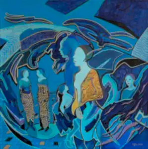 NECMETTİN ÖZLÜ tarafından 60x60 cm ölçülerinde Tuval üzeri akrilik boya tekniği ile yapılmıştır.