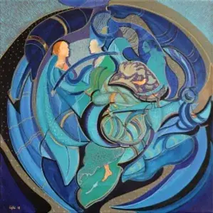 NECMETTİN ÖZLÜ tarafından 60x60 cm ölçülerinde Tuval üzeri akrilik boya tekniği ile yapılmıştır.