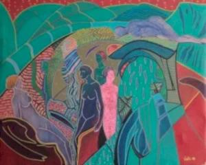 NECMETTİN ÖZLÜ tarafından 40x50 cm ölçülerinde Tuval üzeri akrilik boya tekniği ile yapılmıştır.