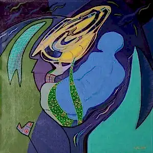 NECMETTİN ÖZLÜ tarafından 60x60 cm ölçülerinde Tuval üzeri akrilik boya tekniği ile yapılmıştır.