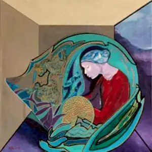 NECMETTİN ÖZLÜ tarafından 60x60 cm ölçülerinde Tuval üzeri akrilik boya tekniği ile yapılmıştır.