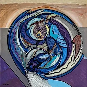 NECMETTİN ÖZLÜ tarafından 60x60 cm ölçülerinde Tuval üzeri akrilik boya tekniği ile yapılmıştır.