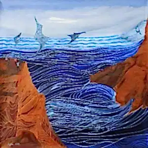 NECMETTİN ÖZLÜ tarafından 60x60 cm ölçülerinde Tuval üzeri akrilik boya tekniği ile yapılmıştır.