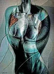 NECMETTİN ÖZLÜ tarafından 2015 yılında 68x50 cm ölçülerinde Hahnemühle kağıt üzeri karışık teknik tekniği ile yapılmıştır.