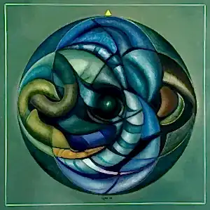 NECMETTİN ÖZLÜ tarafından 2009 yılında 94x94 cm ölçülerinde Tuval üzeri yağlı boya tekniği ile yapılmıştır.