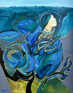 NECMETTİN ÖZLÜ tarafından 2023 yılında 150x120 cm ölçülerinde Tuval üzeri akrilik boya tekniği ile yapılmıştır.