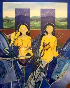 NECMETTİN ÖZLÜ tarafından 2022 yılında 150x120 cm ölçülerinde Tuval üzeri akrilik boya tekniği ile yapılmıştır.