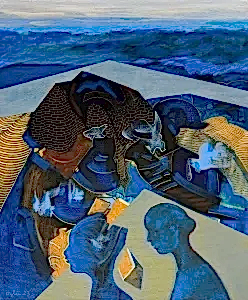 NECMETTİN ÖZLÜ tarafından 2023 yılında 60x50 cm ölçülerinde Tuval üzeri akrilik boya tekniği ile yapılmıştır.