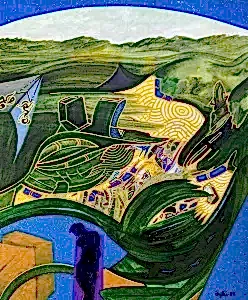 NECMETTİN ÖZLÜ tarafından 2023 yılında 60x50 cm ölçülerinde Tuval üzeri akrilik boya tekniği ile yapılmıştır.