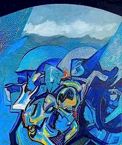 NECMETTİN ÖZLÜ tarafından 2023 yılında 60x50 cm ölçülerinde Tuval üzeri akrilik boya tekniği ile yapılmıştır.