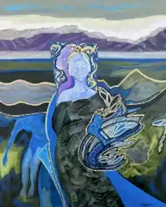 NECMETTİN ÖZLÜ tarafından 2023 yılında 60x50 cm ölçülerinde Tuval üzeri akrilik boya tekniği ile yapılmıştır.