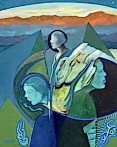 NECMETTİN ÖZLÜ tarafından 2023 yılında 100x80 cm ölçülerinde Tuval üzeri akrilik boya tekniği ile yapılmıştır.