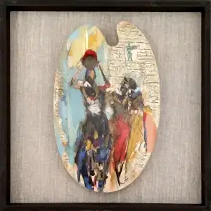 NURETTİN AKKAYA tarafından 2019 yılında 52x33 cm ölçülerinde Ahşap palet üzeri yağlı boya tekniği ile yapılmıştır.