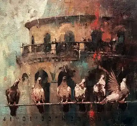 OSMAN AKÇA  tarafından 59x64 cm ölçülerinde Tuval üzeri yağlı boya tekniği ile yapılmıştır.