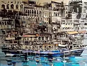 AYHAN ÇETİN tarafından 2015 yılında 89x116 cm ölçülerinde Tuval üzeri yağlı boya tekniği ile yapılmıştır.
