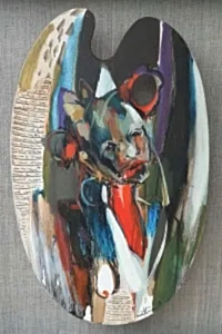 NURETTİN AKKAYA tarafından 2019 yılında 52x33 cm ölçülerinde Ahşap palet üzeri yağlı boya tekniği ile yapılmıştır.