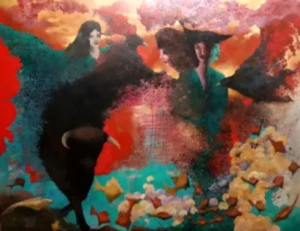 EROL PELİOĞLU tarafından 180x230 cm ölçülerinde Tuval üzeri yağlı boya tekniği ile yapılmıştır.