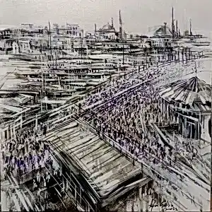 AYHAN ÇETİN tarafından 60x60 cm ölçülerinde Tuval üzeri akrilik boya tekniği ile yapılmıştır.