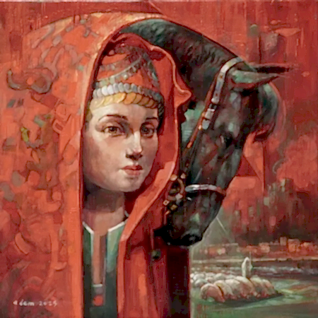 ADEM BAŞPINAR tarafından 2025 yılında 40x40 cm ölçülerinde Tuval üzeri akrilik boya tekniği ile yapılmıştır.