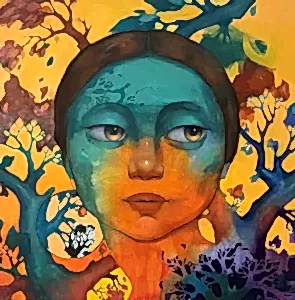 SEMA ÖCAL tarafından 2024 yılında 60x60 cm ölçülerinde Tuval üzeri yağlı boya tekniği ile yapılmıştır.