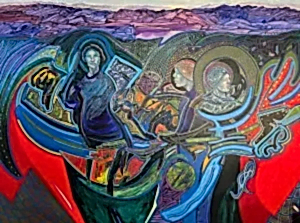 NECMETTİN ÖZLÜ tarafından 2024 yılında 180x240 cm ölçülerinde Tuval üzeri akrilik boya tekniği ile yapılmıştır.