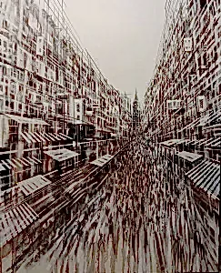 AYHAN ÇETİN tarafından 2023 yılında 150x120 cm ölçülerinde Tuval üzeri akrilik boya tekniği ile yapılmıştır.