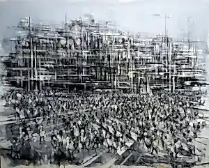 AYHAN ÇETİN tarafından 2022 yılında 120x150 cm ölçülerinde Tuval üzeri akrilik boya tekniği ile yapılmıştır.