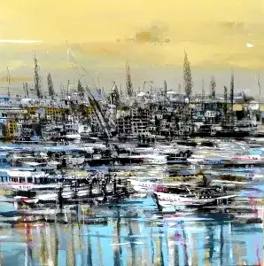 AYHAN ÇETİN tarafından 2022 yılında 60x60 cm ölçülerinde Tuval üzeri akrilik boya tekniği ile yapılmıştır.