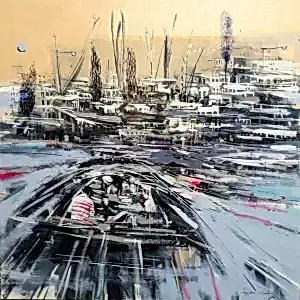 AYHAN ÇETİN tarafından 2022 yılında 60x60 cm ölçülerinde Tuval üzeri akrilik boya tekniği ile yapılmıştır.