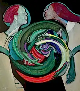 NECMETTİN ÖZLÜ tarafından 2020 yılında 110x98 cm ölçülerinde Tuval üzeri akrilik boya tekniği ile yapılmıştır.