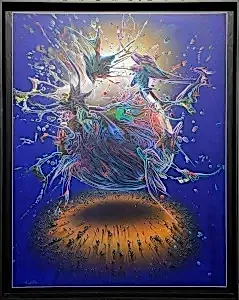 RAŞİT ALTUN tarafından 2021 yılında 140x110 cm ölçülerinde Tuval üzeri akrilik boya tekniği ile yapılmıştır.