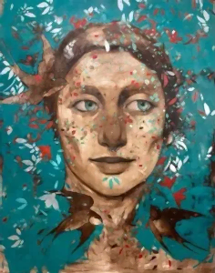 SEMA ÖCAL tarafından 2022 yılında 150x120 cm ölçülerinde Tuval üzeri yağlı boya tekniği ile yapılmıştır.