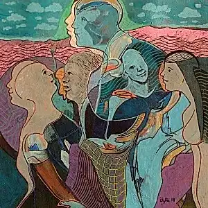 NECMETTİN ÖZLÜ tarafından 2018 yılında 25x25 cm ölçülerinde Tuval üzeri akrilik boya tekniği ile yapılmıştır.