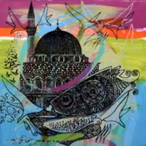 ENGİN KORKMAZ tarafından 2018 yılında 25x25 cm ölçülerinde Tuval üzeri akrilik boya tekniği ile yapılmıştır.