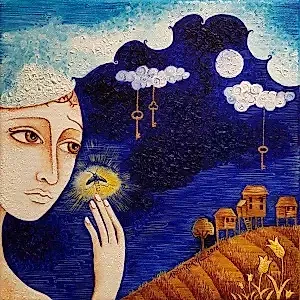 ZEKİYE AKALIN tarafından 2018 yılında 25x25 cm ölçülerinde Tuval üzeri yağlı boya tekniği ile yapılmıştır.