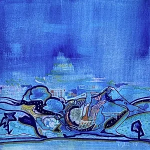 NECMETTİN ÖZLÜ tarafından 2019 yılında 25x25 cm ölçülerinde Tuval üzeri akrilik boya tekniği ile yapılmıştır.