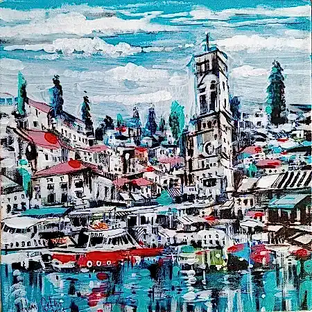 AYHAN ÇETİN tarafından 2025 yılında 25x25 cm ölçülerinde Tuval üzeri akrilik boya tekniği ile yapılmıştır.