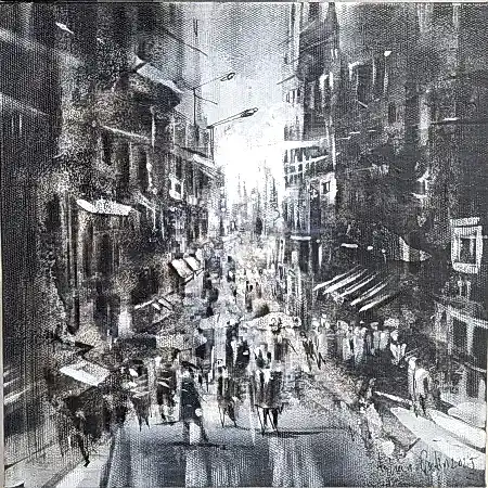 AYHAN ÇETİN tarafından 2025 yılında 25x25 cm ölçülerinde Tuval üzeri akrilik boya tekniği ile yapılmıştır.