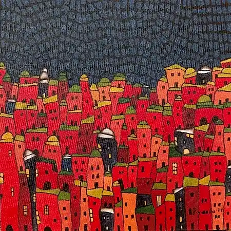 BİNNUR YÜCEBAŞ RUOCCO tarafından 2025 yılında 25x25 cm ölçülerinde Tuval üzeri yağlı boya tekniği ile yapılmıştır.