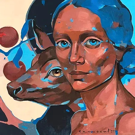 SEMA ÖCAL tarafından 2025 yılında 25x25 cm ölçülerinde Tuval üzeri akrilik boya tekniği ile yapılmıştır.