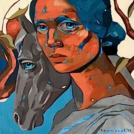 SEMA ÖCAL tarafından 2025 yılında 25x25 cm ölçülerinde Tuval üzeri akrilik boya tekniği ile yapılmıştır.