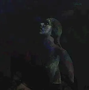 NECMETTİN ÖZLÜ tarafından 2015 yılında 25x25 cm ölçülerinde Tuval üzeri karışık teknik tekniği ile yapılmıştır.