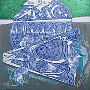 ENGİN KORKMAZ tarafından 2016 yılında 25x25 cm ölçülerinde Tuval üzeri akrilik boya tekniği ile yapılmıştır.