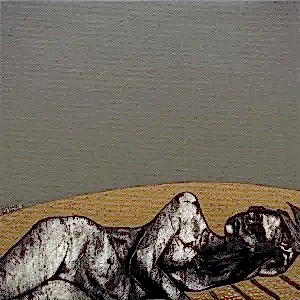 NECMETTİN ÖZLÜ tarafından 2016 yılında 25x25 cm ölçülerinde Tuval üzeri karışık teknik tekniği ile yapılmıştır.