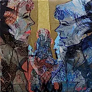 NECMETTİN ÖZLÜ tarafından 2016 yılında 25x25 cm ölçülerinde Tuval üzeri karışık teknik tekniği ile yapılmıştır.