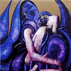 NECMETTİN ÖZLÜ tarafından 2016 yılında 25x25 cm ölçülerinde Tuval üzeri karışık teknik tekniği ile yapılmıştır.