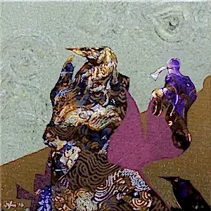 NECMETTİN ÖZLÜ tarafından 2016 yılında 25x25 cm ölçülerinde Tuval üzeri karışık teknik tekniği ile yapılmıştır.